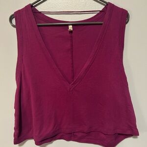 Free people magenta v neck crop tank small